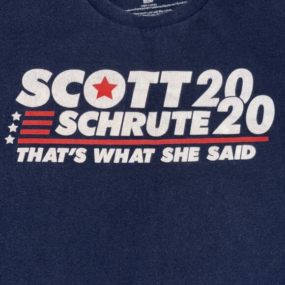 The Office Scott Schrute 2020 That's What She Said T-Shirt Men's L Navy Pullover - Picture 1 of 6